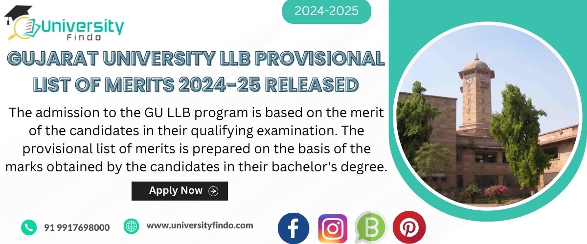 Gujarat University LLB Provisional Merit List 2024-25-Last Day for File Uploads